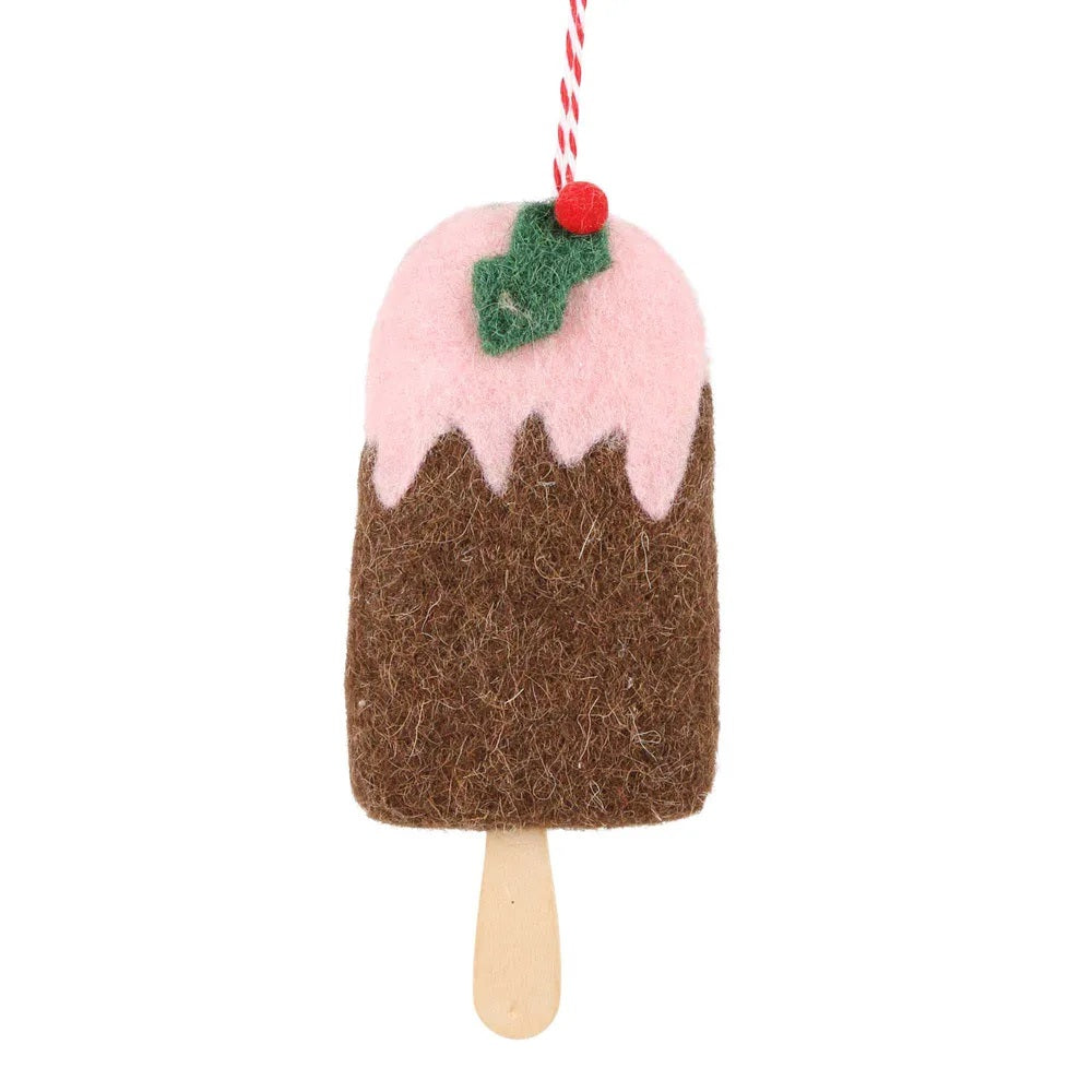 Twig and Feather Felt ice cream decoration pink and brown by Florabelle