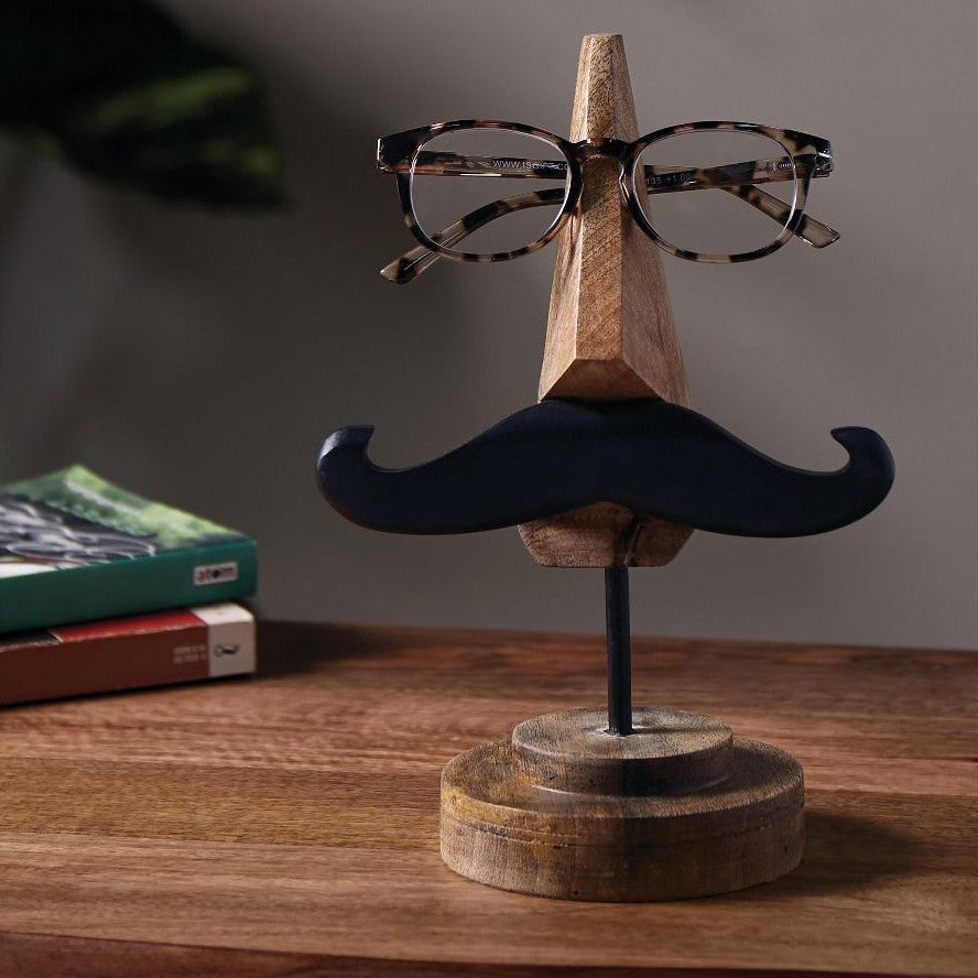 Wood Glasses Holder with Moustache