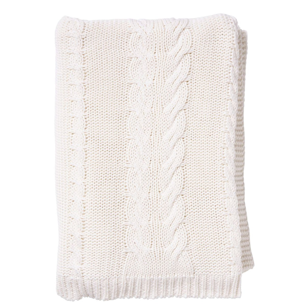Twig and Feather country cotton cable knit throw in ivory by Paloma LIving