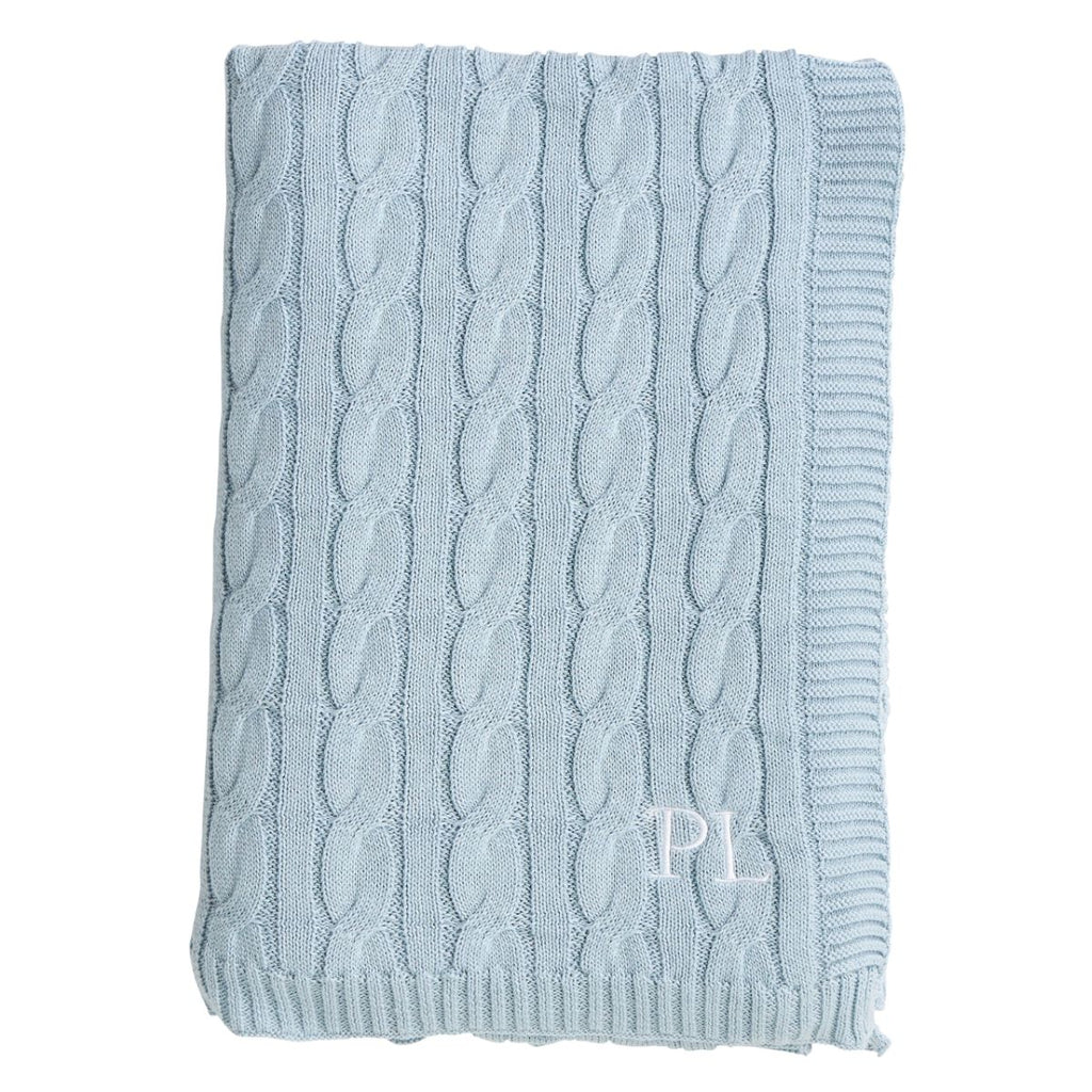 Twig and Feather cotton cable knit throw in sky blue by Paloma Living