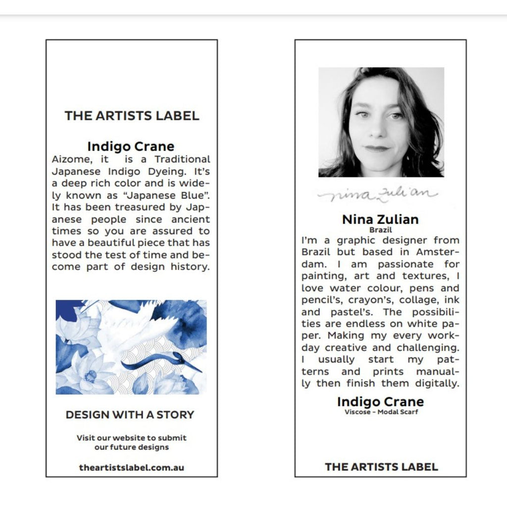 The Artist’s Label Scarf – Indigo Crane