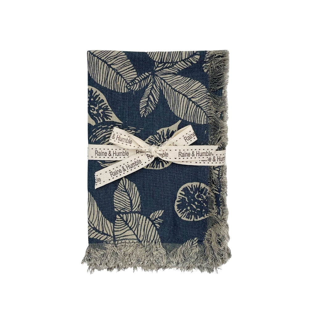 Twig and Feather fig tree napkins in dark slate by Raine & Humble