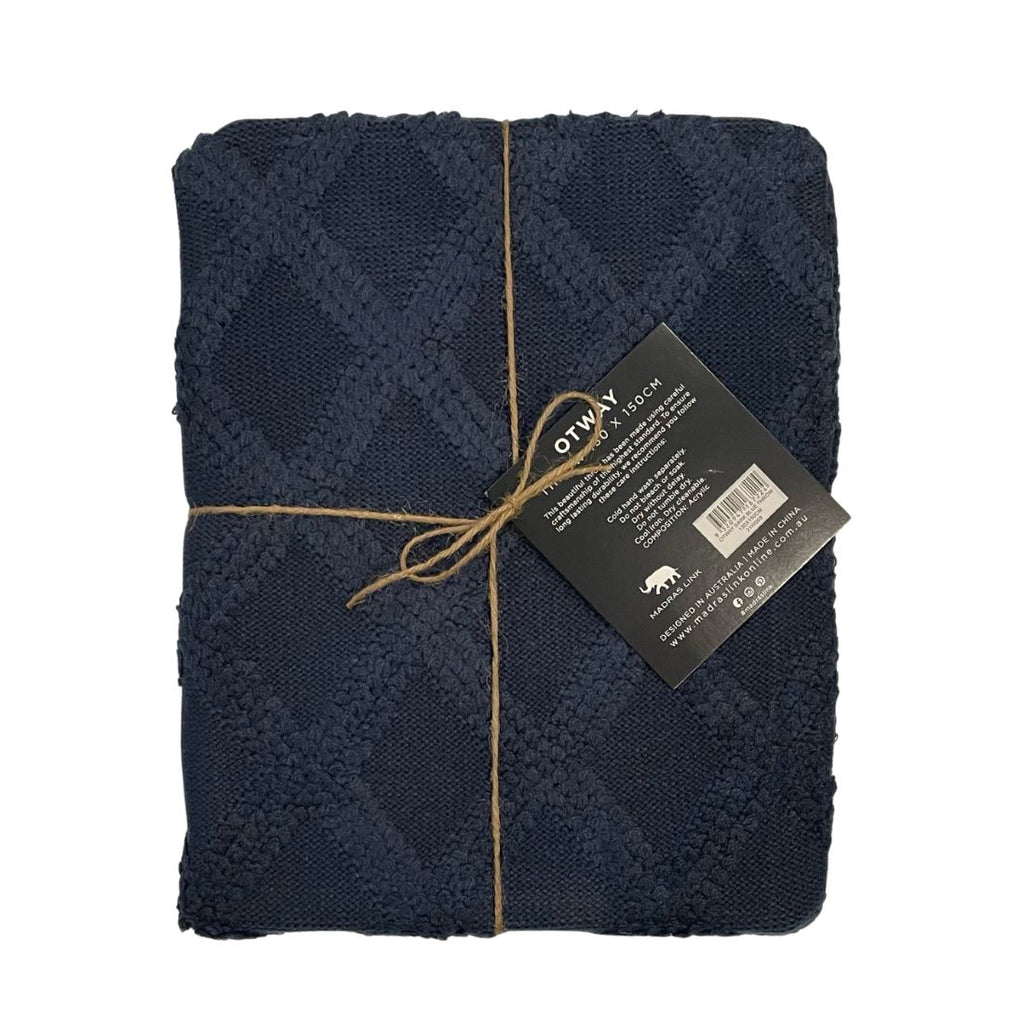 Twig and Feather otway throw rug in dark blue by Madras Link