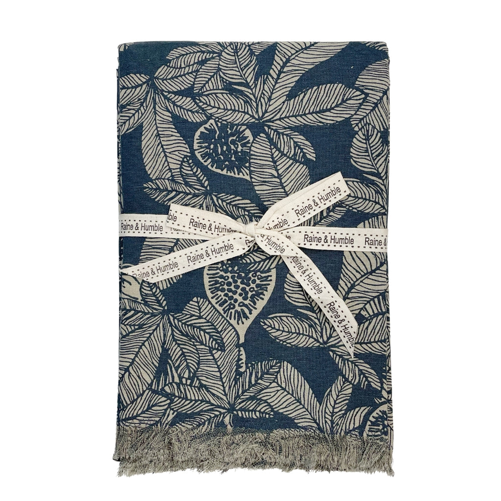 Twig and Feather Fig Tree table cloth in slate grey by Raine & Humble