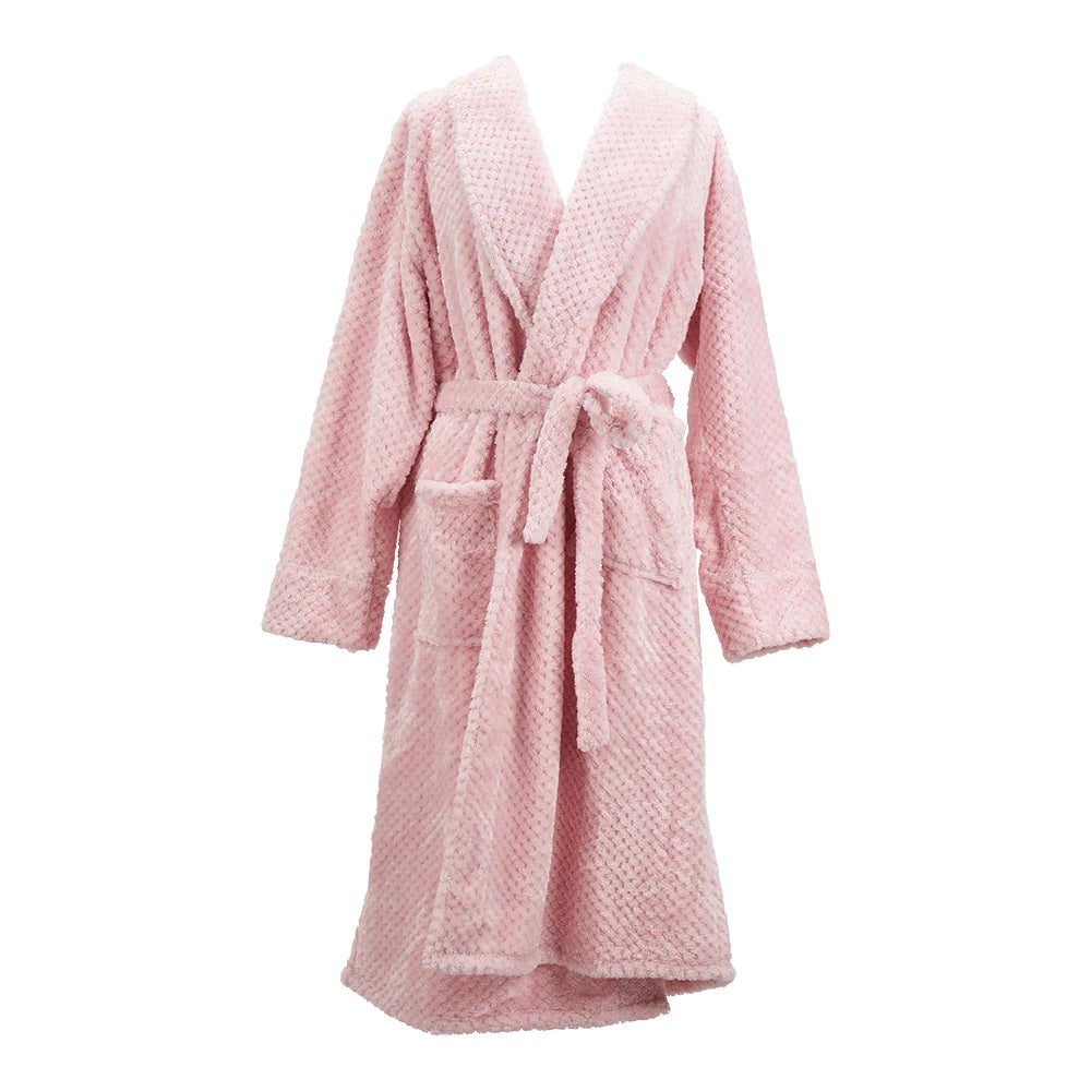 Twig and Feather Cosy luxe waffle bath robe in pink quartz by Annabel Trends