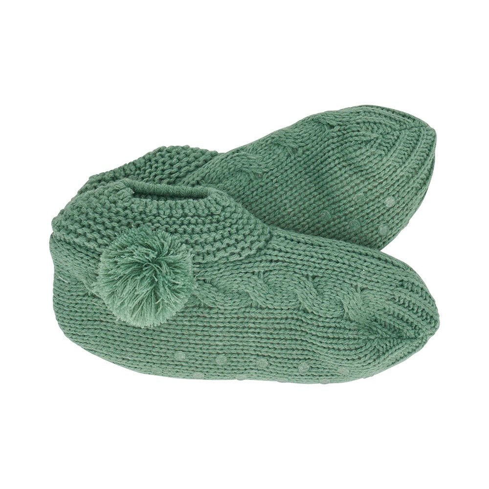 Twig and Feather slouchy slippers in dark sage by Annabel Trends