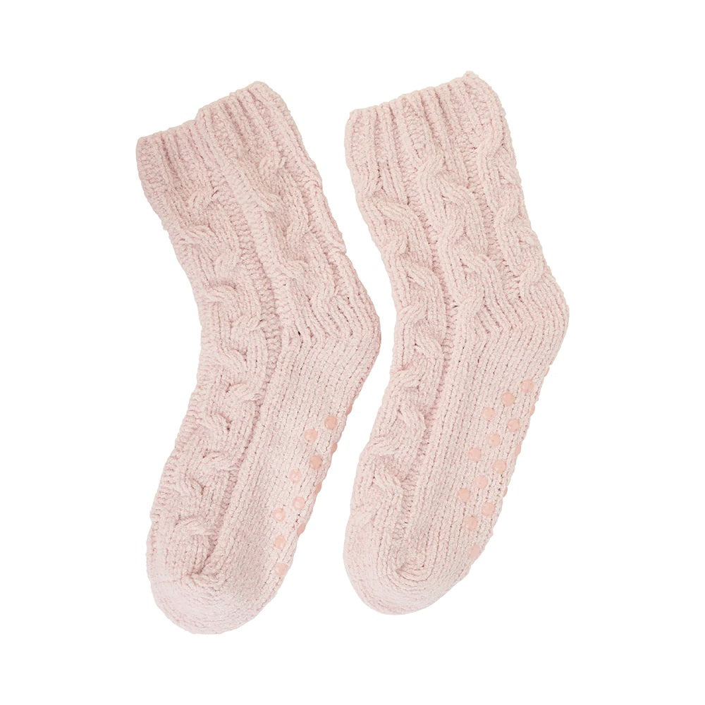 Twig and Feather Chenille room socks pink quartz by Annabel Trends