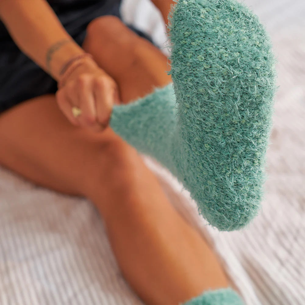 Bed Socks – Fuzzy (short) – Dark Sage - 2 pairs