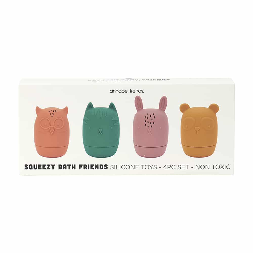 Twig and Feather squeezy bath toys silicone by Annabel Trends