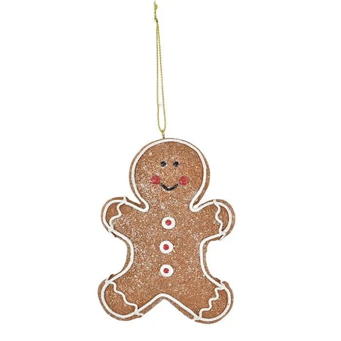 Twig and Feather gingerbread man hanging decoration neutral with glitter by Coast to Coast
