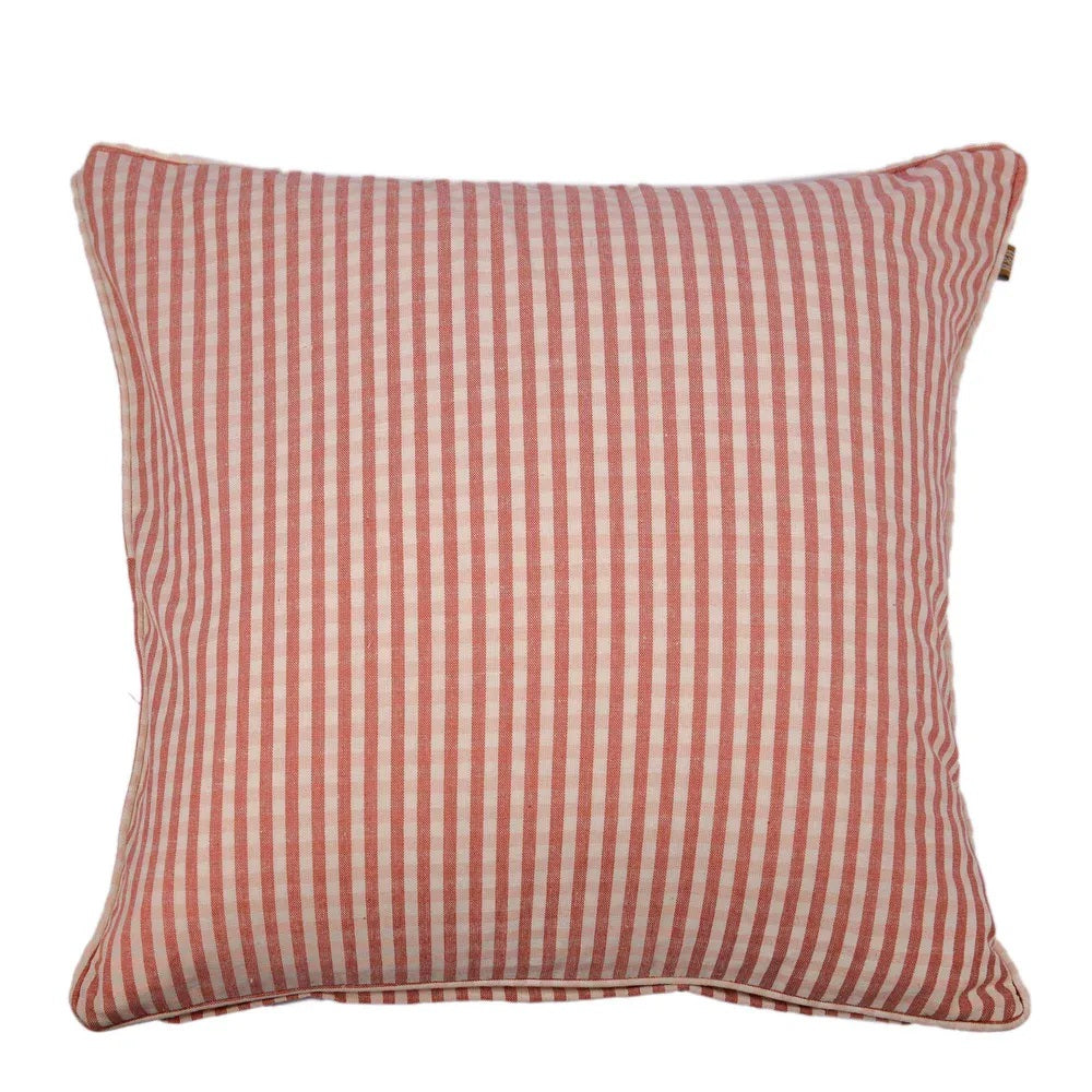 Twig and Feather cushion gingham in fig pink by Raine and Humble