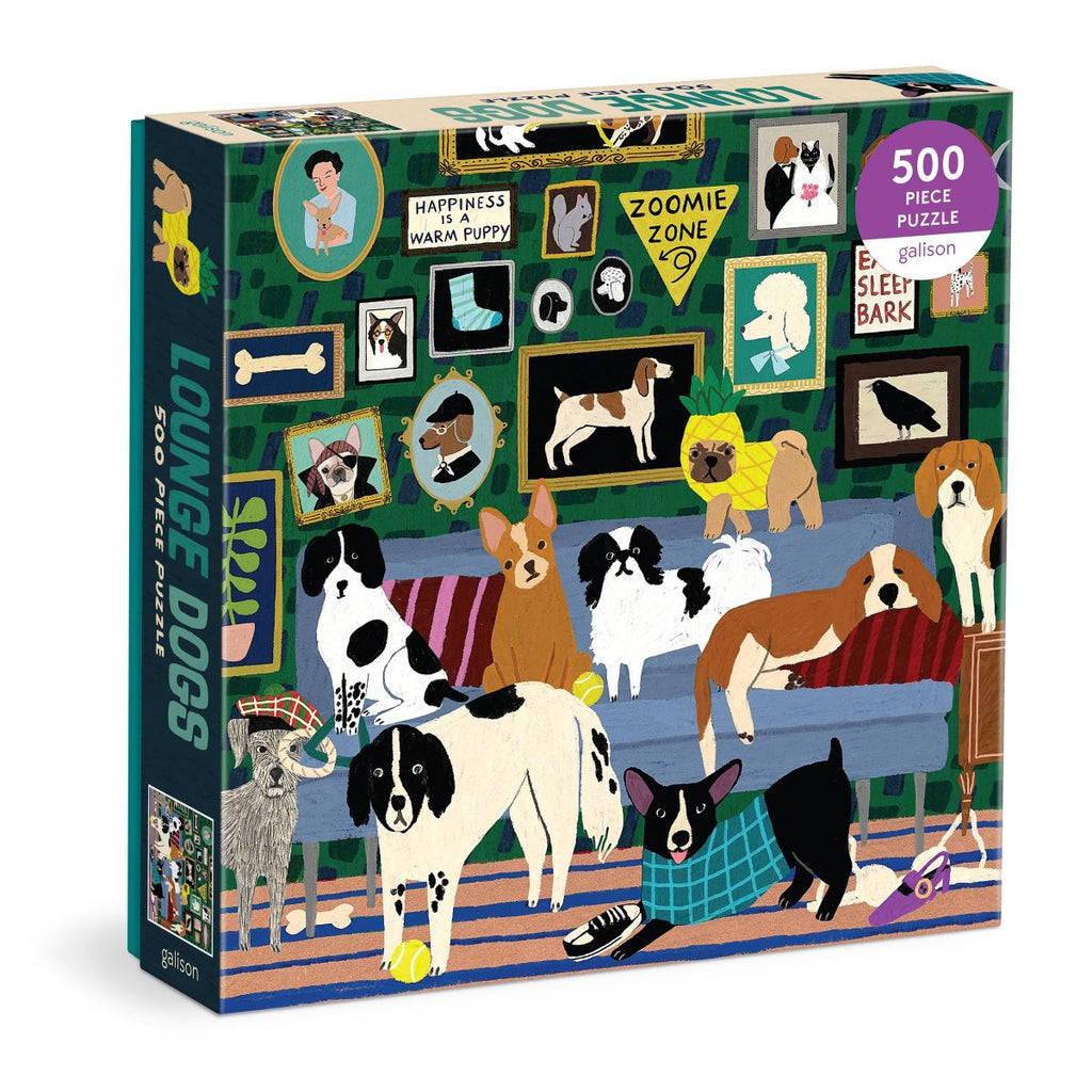 Twig and Feather jigsaw puzzle lounge dogs 500 piece by Galison