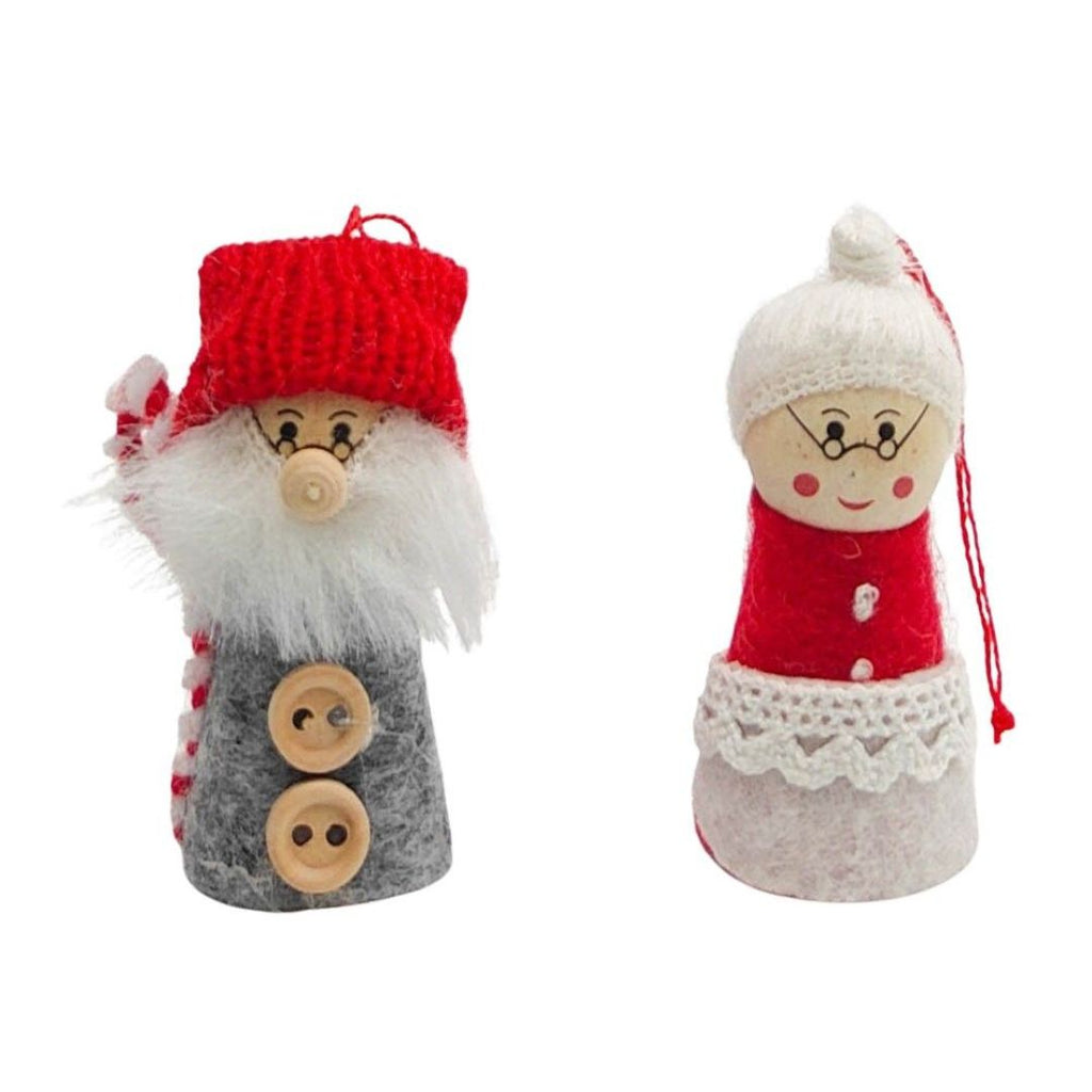 Twig and Feather Tomte Grandma and Grandpa set of 2 hanging decorations by Urban Products