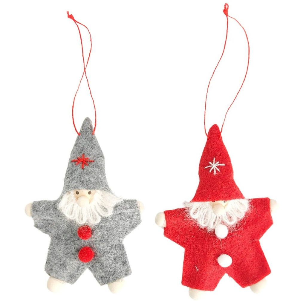 Twig and Feather Tomte santa hanging decoration set of 2 by Urban Product