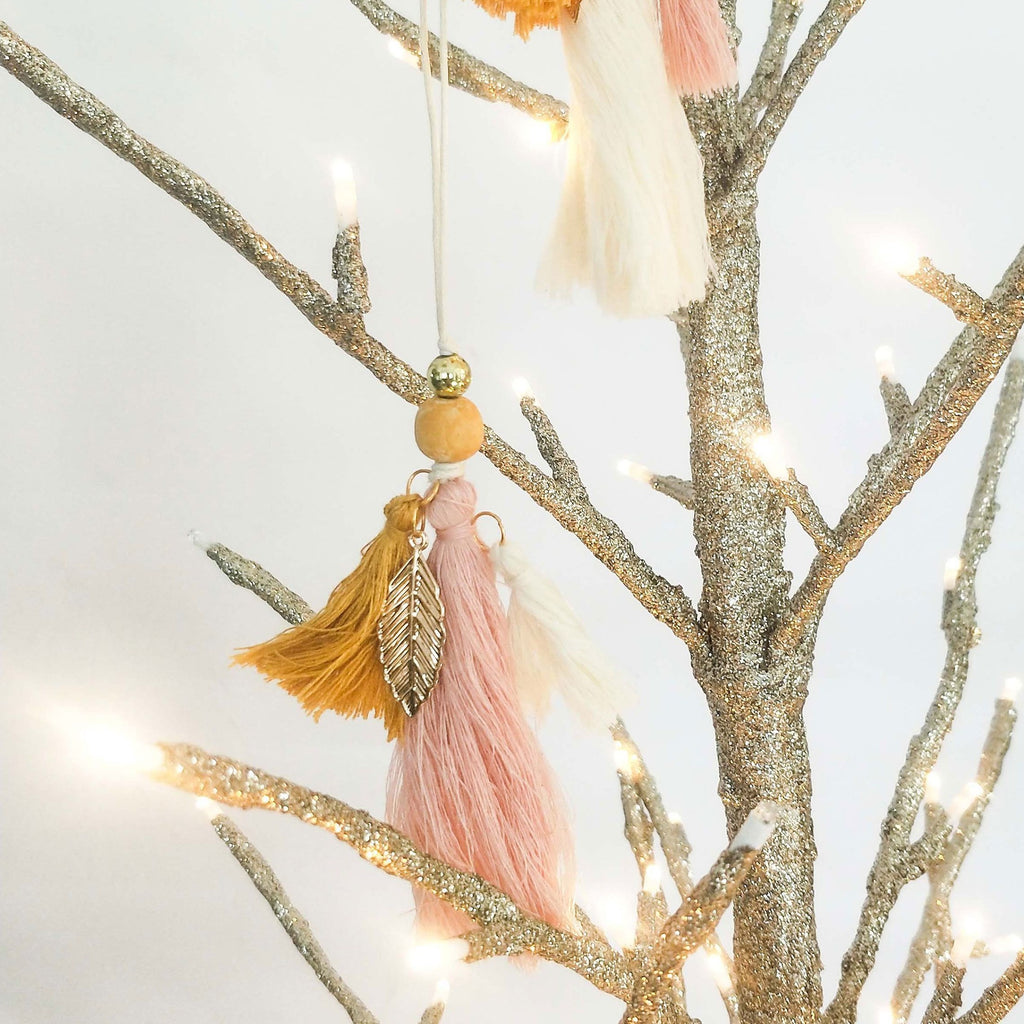 Fabric Tassel – Pink & Gold   – Hanging Decoration