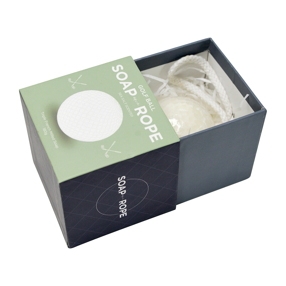 Twig and Feather soap on a rope golf ball shape with sea salt scent
