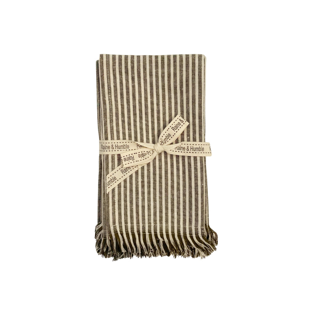 Twig and Feather abby stripe nakins 4pk in olive green by Raine and Humble