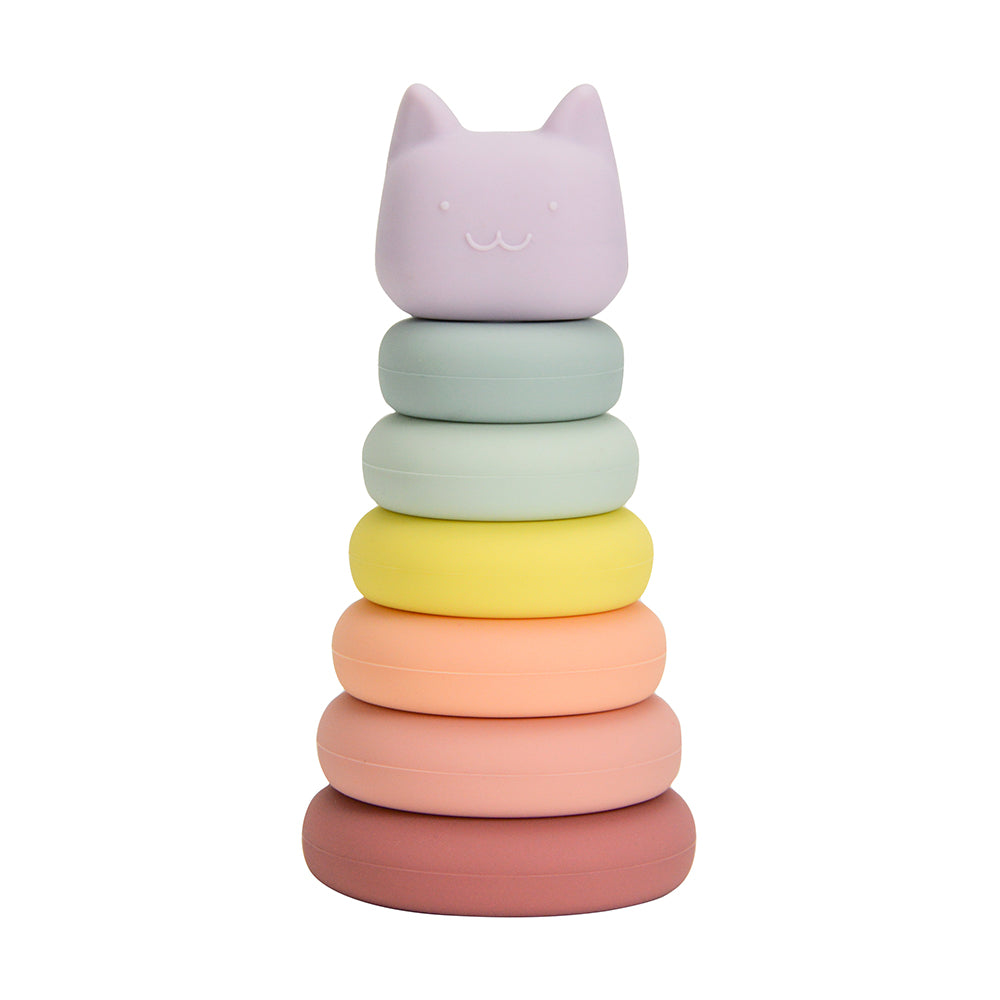 Twig and Feather silicone stackable cat teether toy