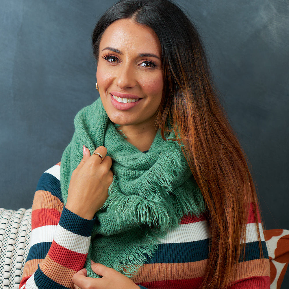 Snood with Fringe – Moss Green