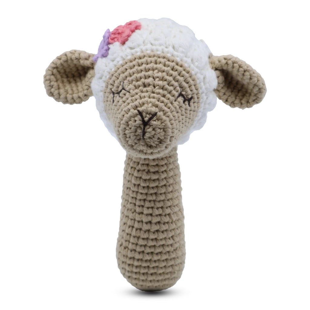Twig and Feather lamb shaker rattle handmade toy
