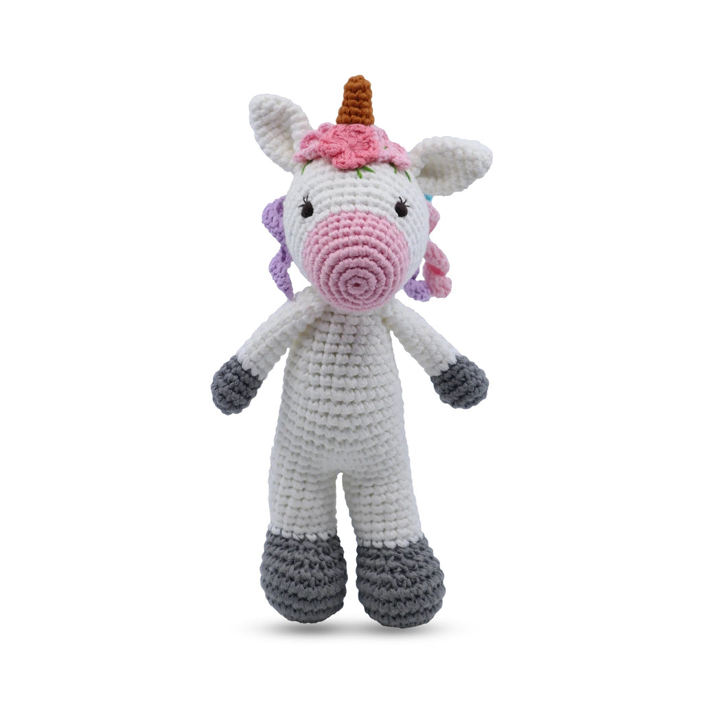 Twig and Feather unicorn mini toy rattle handmade