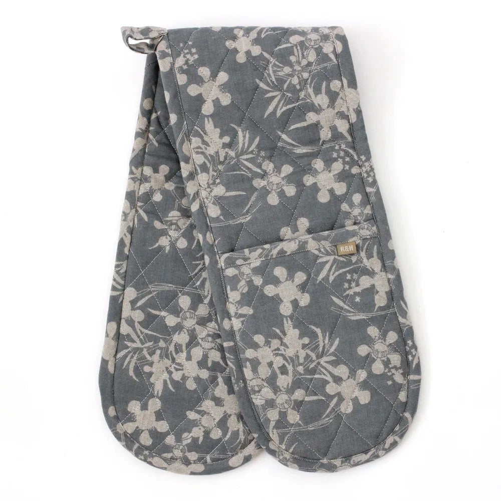 Twig and Feather double oven glove myrtle in slate grey by Raine and Humble