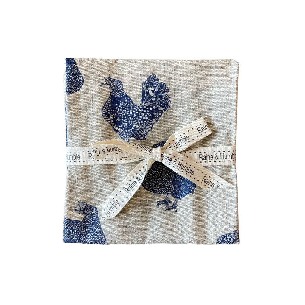 Twig and Feather tea towel set 3 gingham and henrietta blue by Raine & Humble