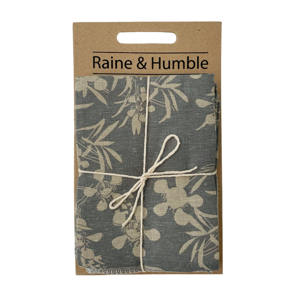 Twig and Feather tea towel 2pk myrtle in slate grey by Raine and Humble