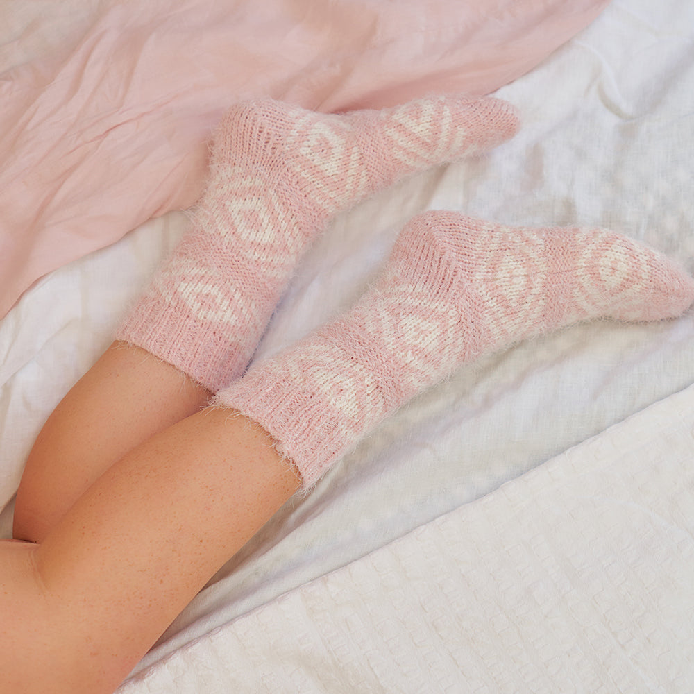 Fuzzy Room Socks – Diamond  – Pink