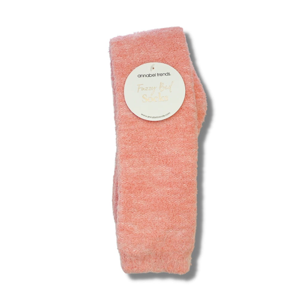 Twig and Feather Fuzzy Bed socks coral pink by Annabel Trends
