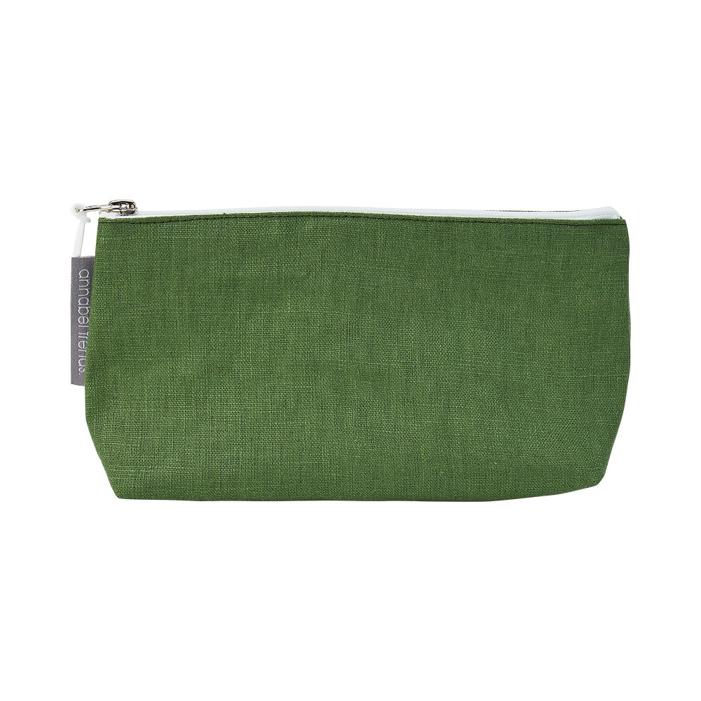 Twig and Feather small linen cosmetic bag bush green 