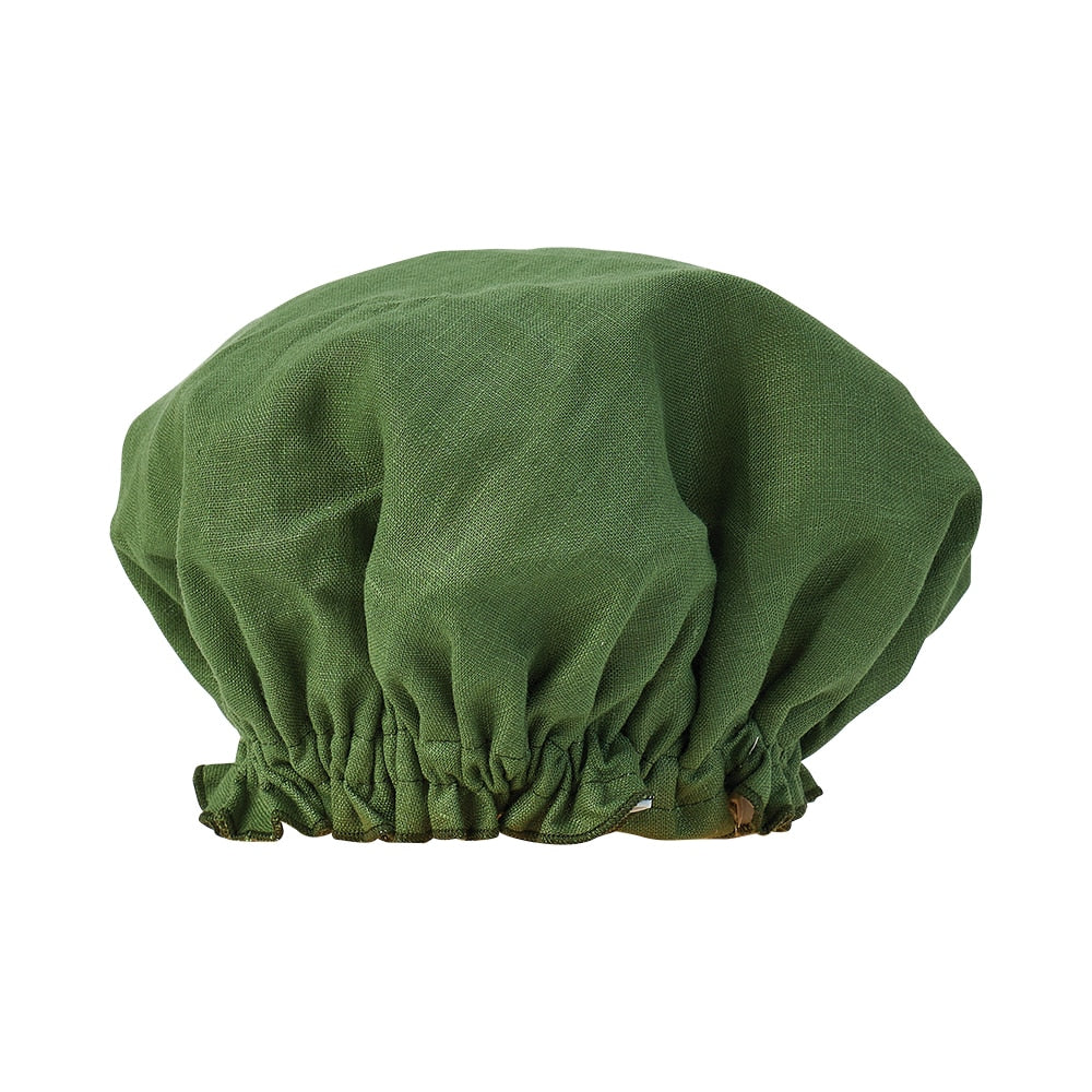 Twig and Feather linen shower cap in bush green