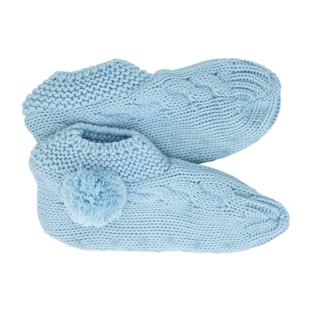 Twig and Feather slouchy slipper socks in sky blue by Annabel Trends