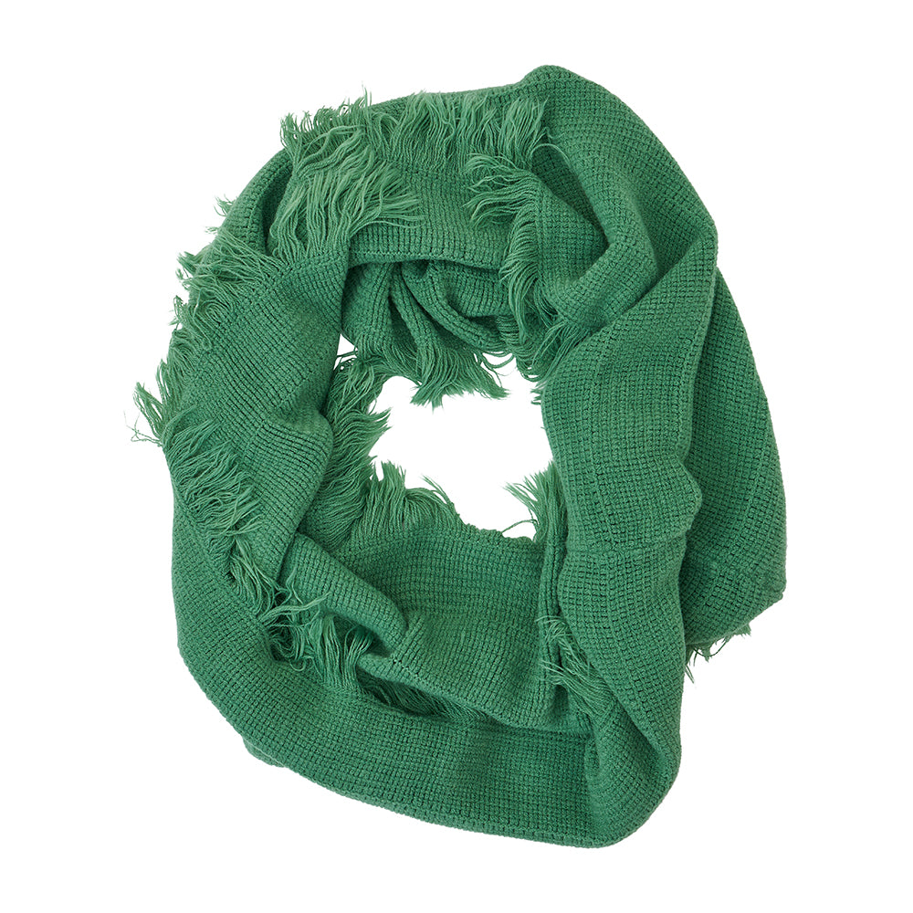 Twig and Feather snood with fringe in Moss Green by Annabel Trends