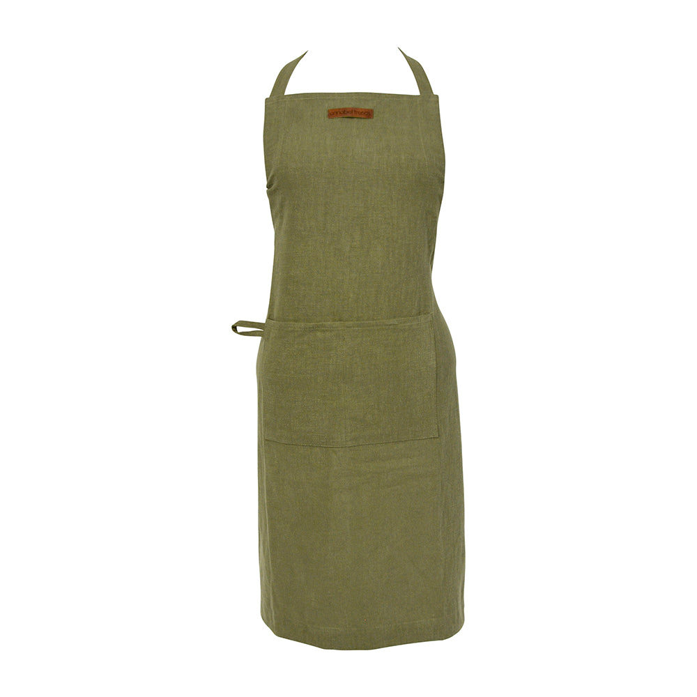 Twig and Feather stonewashed adjustable apron in olive green