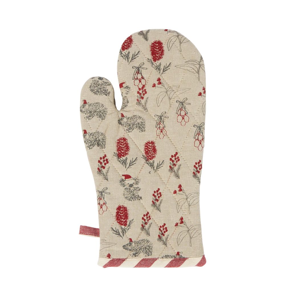 Twig and Feather Native Australian Christmas print oven glove