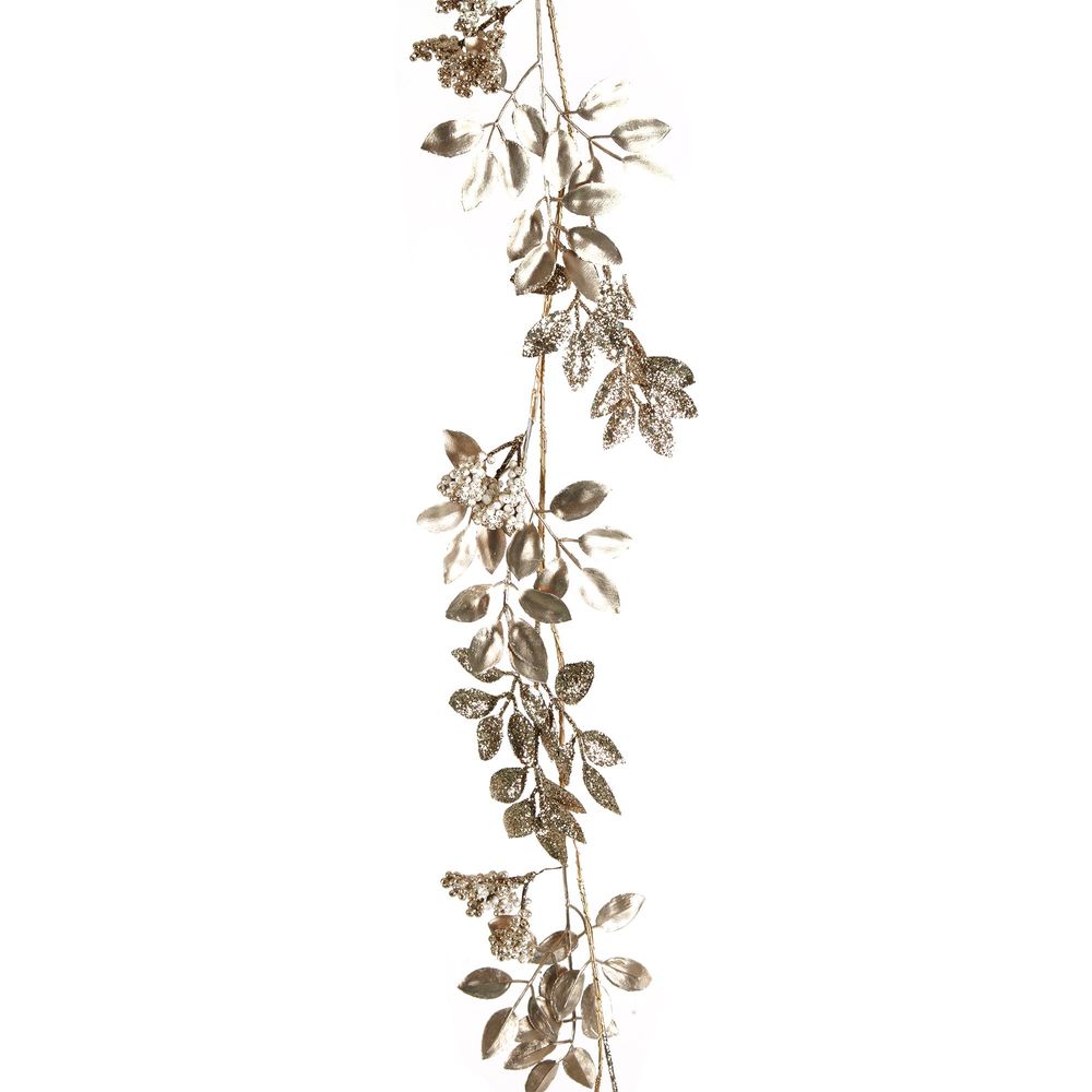Twig and Feather Christmas gold leaf metallic garland 120cm