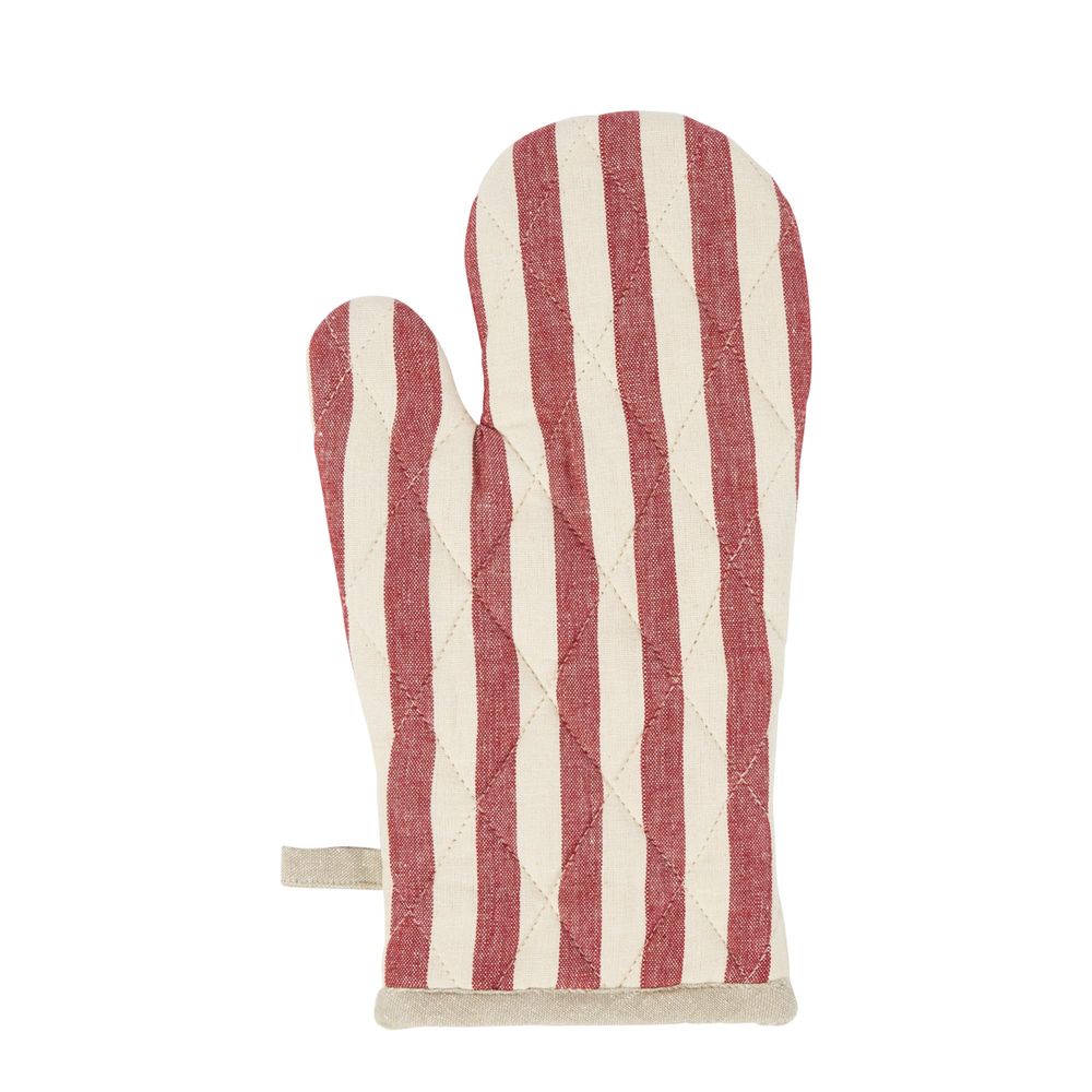 Twig and Feather red stripe oven glove single