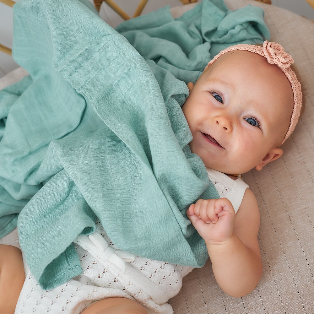 Green shop muslin swaddle