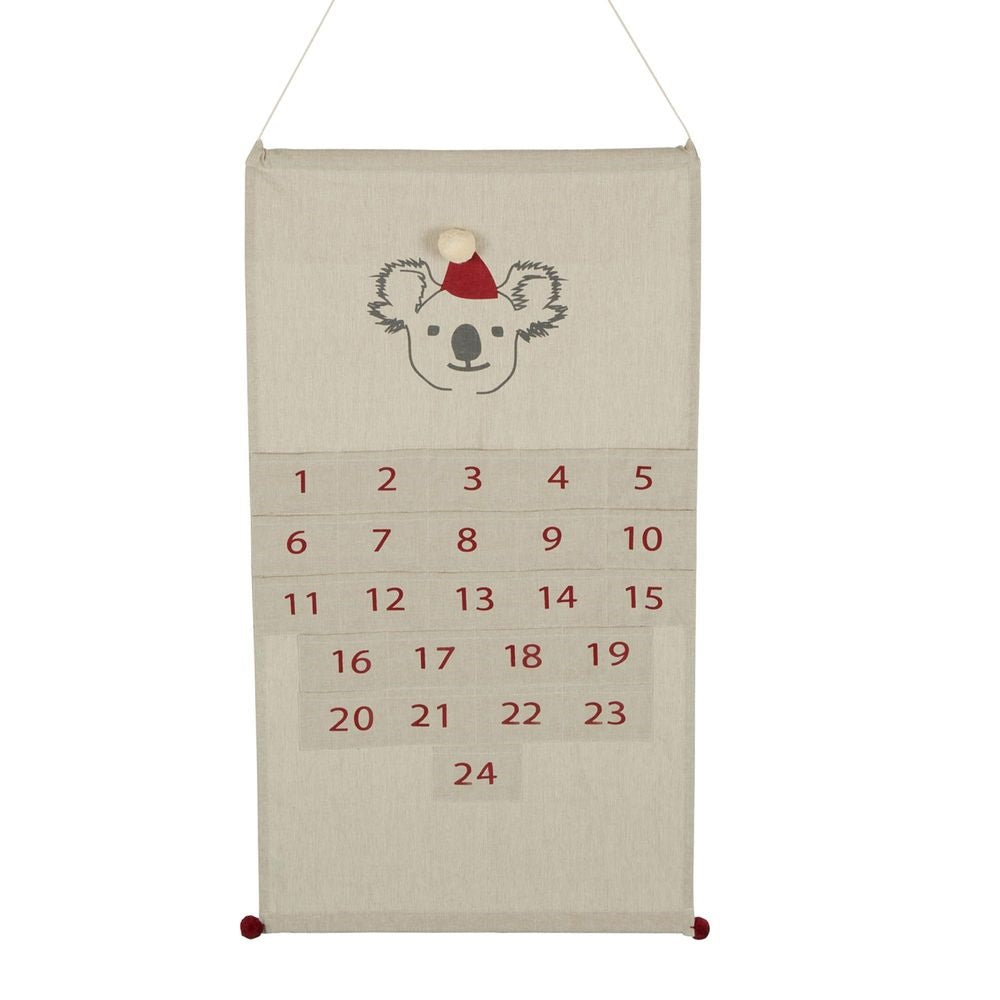 Twig and Feather fabric advent calendar with koala and pompom