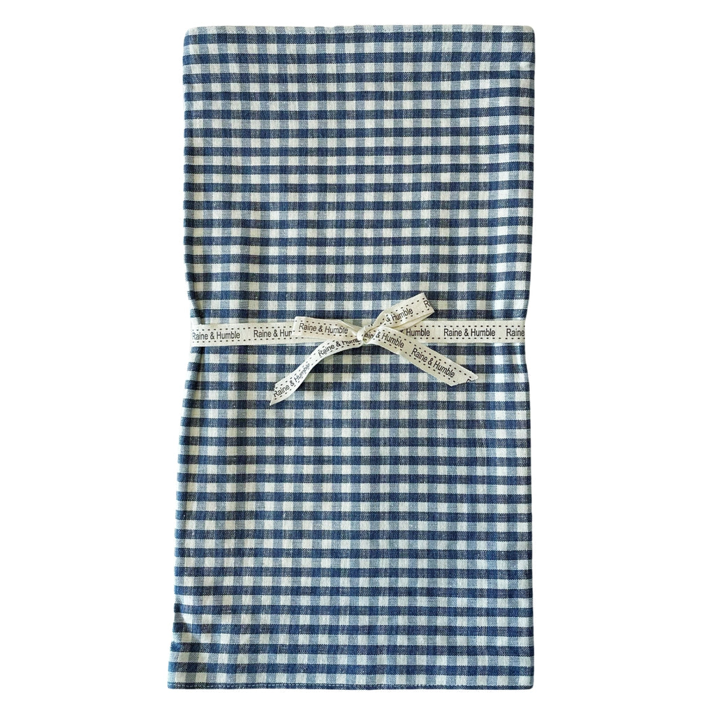 Twig and Feather gingham table runner blue by Raine and Humble
