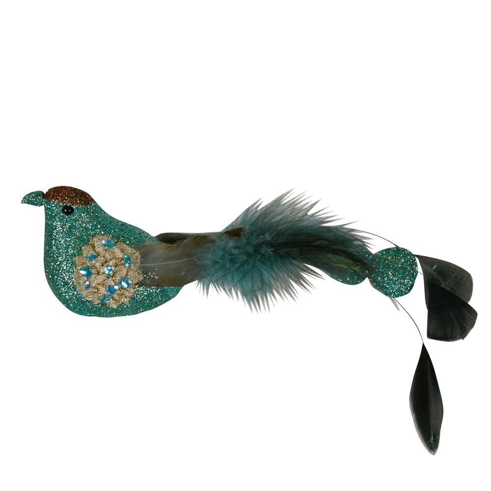 Twig and feather glitter bird keisha aqua colour