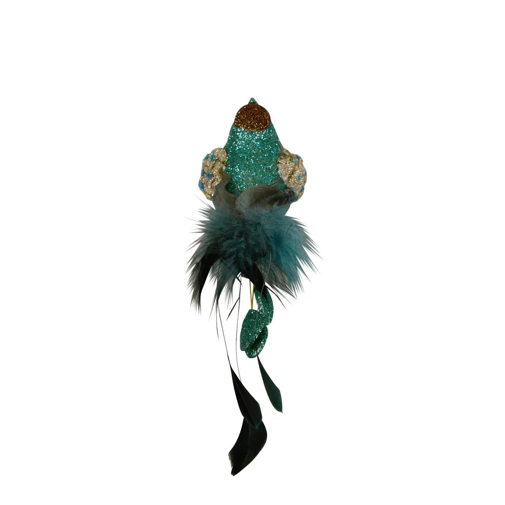 Glitter Bird with Clip – Keisha - Aqua Green