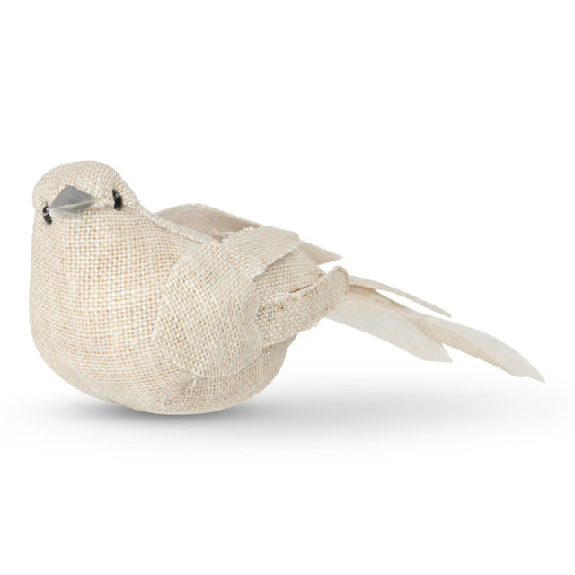 Twig and Feather linen bird with clip natural colour