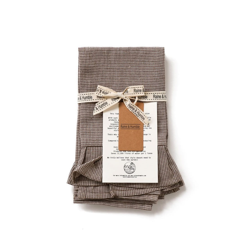 Twig and Feather napkins check 4pk in earth brown by Raine and Humble
