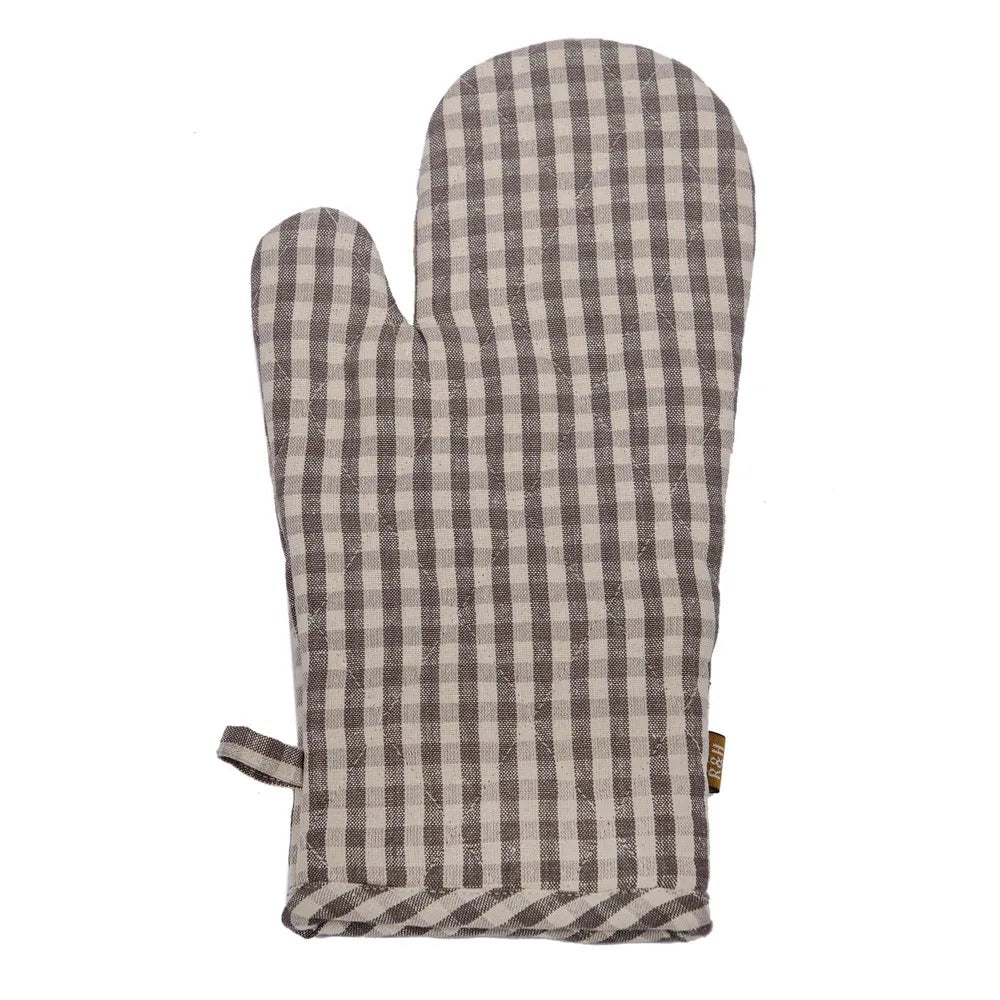 Twig and Feather oven glove single gingham ash grey