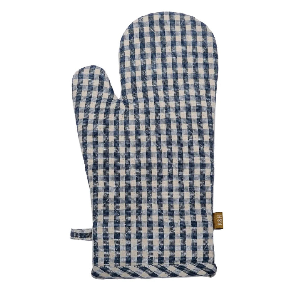 Twig and Feather oven glove gingham blue by Raine and Humble