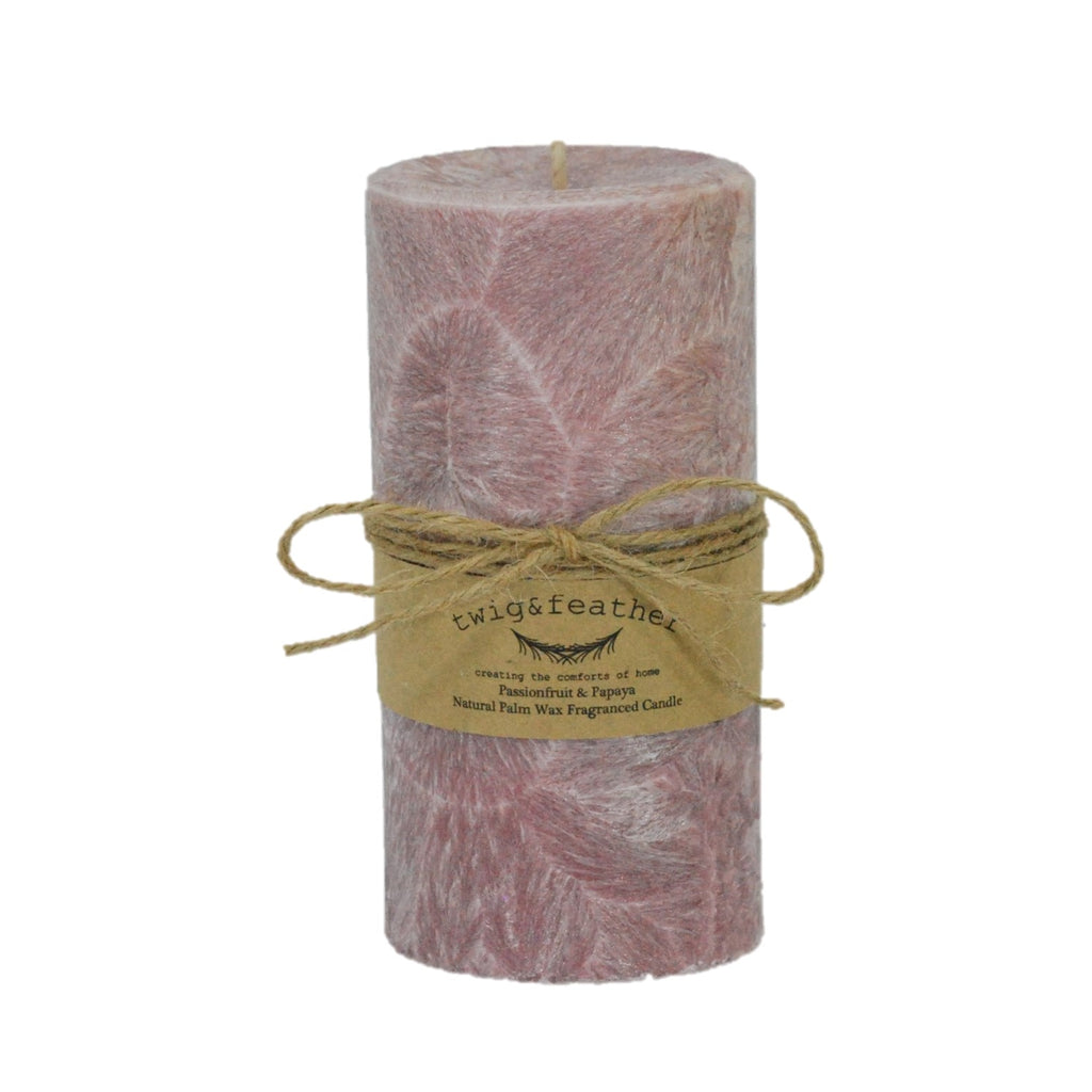 Twig-and-feather-passionfruit-and-papaya-palm-wax-pillar-candle-80hr