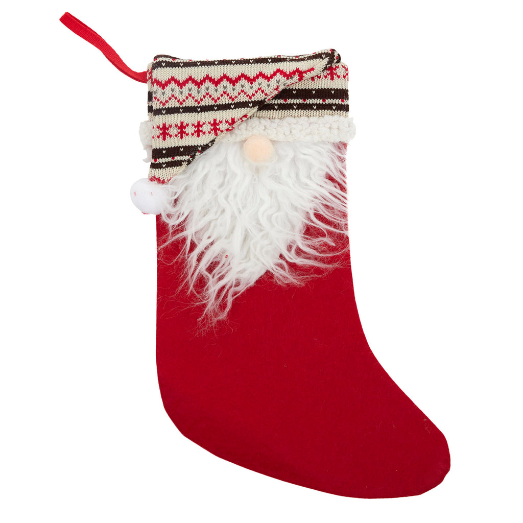Twig and Feather Santa stocking red knit & felt