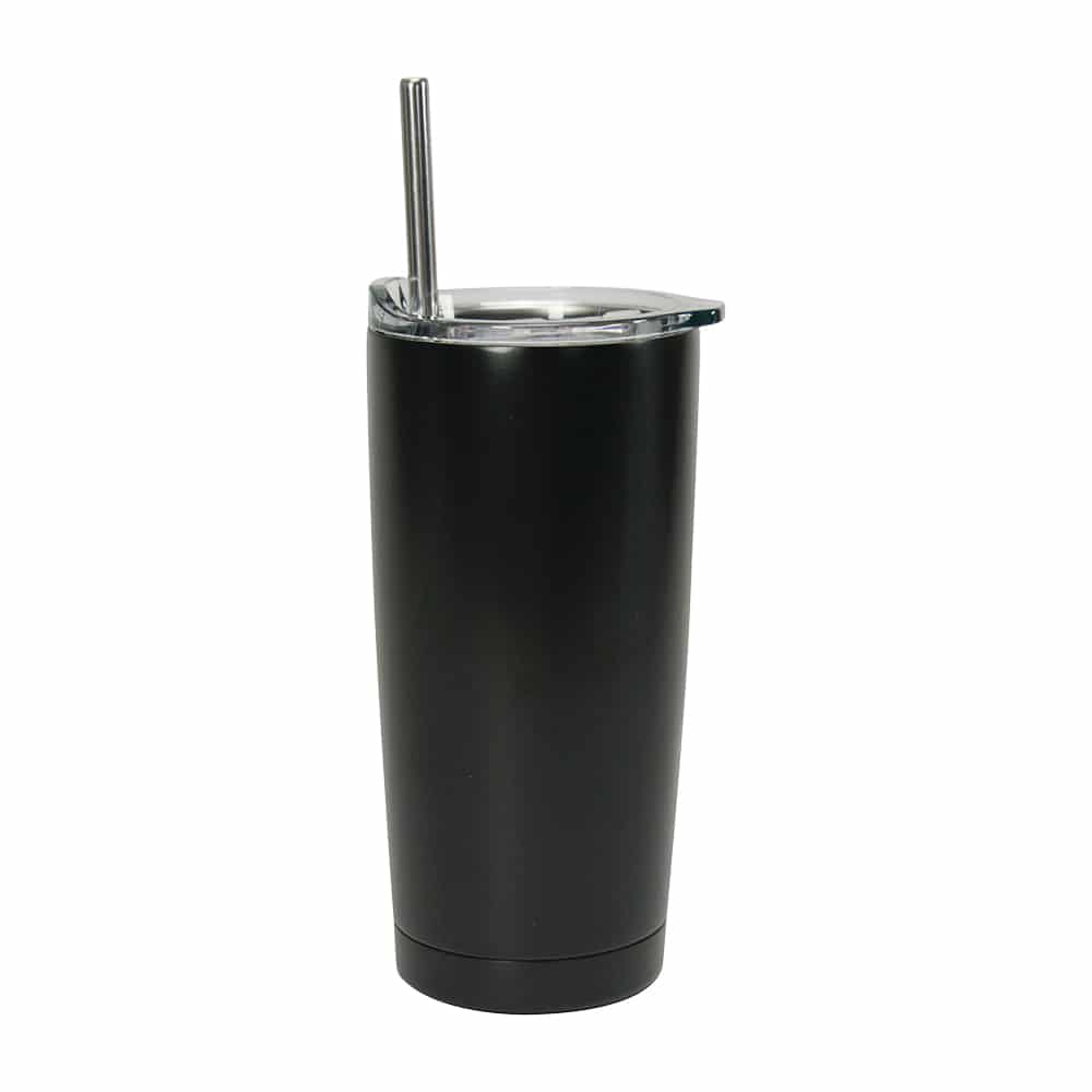 Twig and Feather smoothie cup stainless steel insulated with straw in black